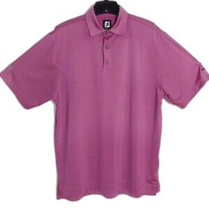 FootJoy Men's Active Golf Performance Polo Shirt Mauve Striped Size L EUC